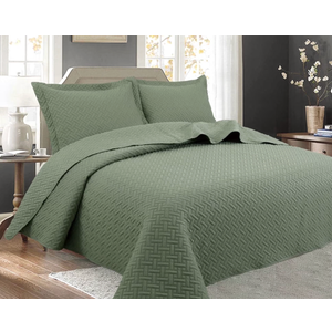 Legacy Decor 3 Pcs Bedspread Quilt Coverlet Stitched Pinsonic Reversible Oversized King / Cal-King Size Sage Color