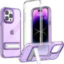 AICase Metal Kickstand Case for iPhone 14 Pro Max,Crystal Clear Non-Yellowing Slim Thin Shockproof Protective Phone Case for iPhone 14 Pro Max 6.7 Inch 2022