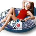 QPAU Inflatable River Tube, 0.4 mm Thickened Puncture-Resistant Heavy Duty River Float, River Raft with Ergonomic Backrest, Mesh Bottom & 2 Cup Holders for Family Friends Lake Float