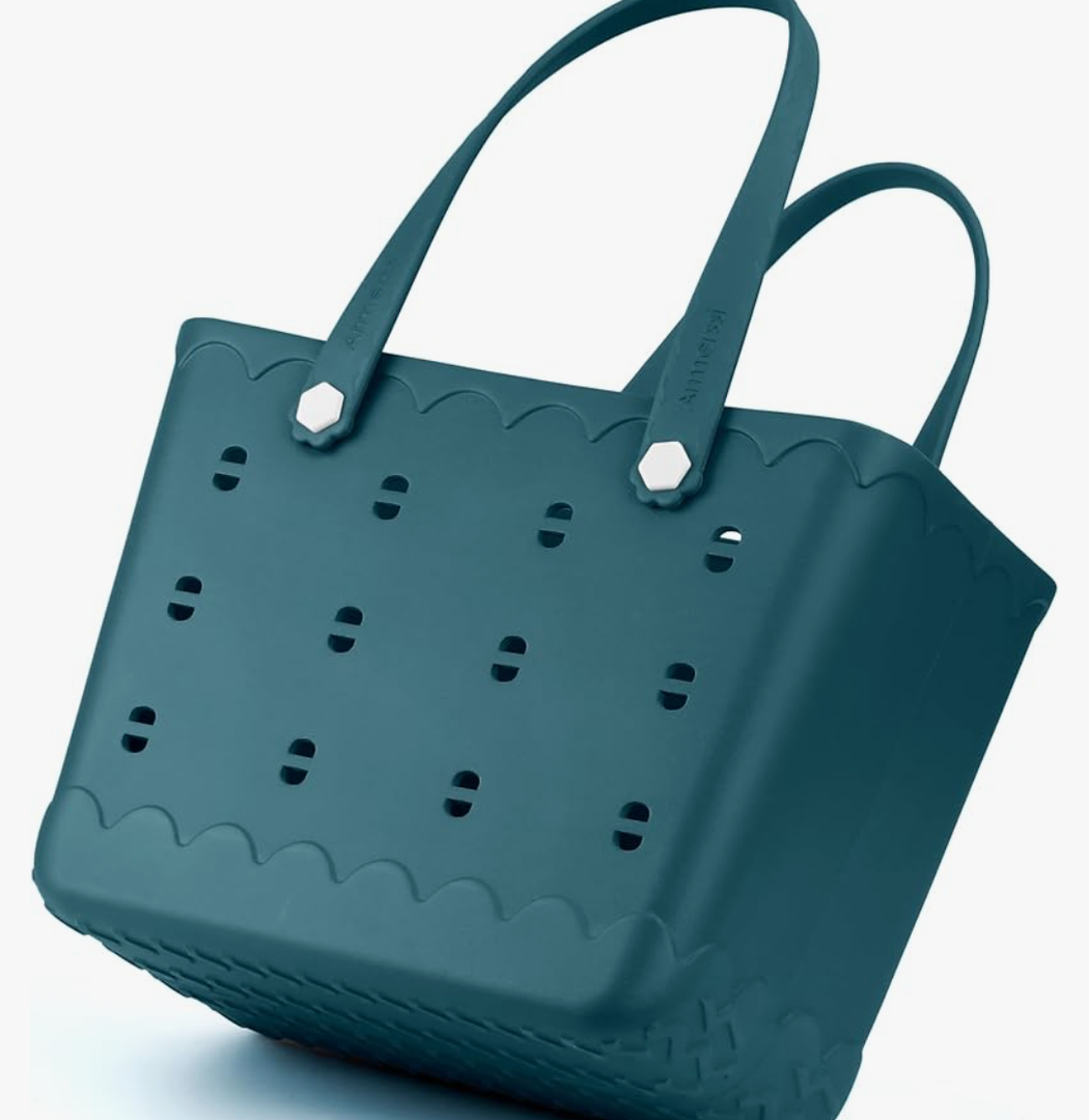 Large Rubber Beach Tote Bag | Durable Rubber Bag Waterproof Washable Versatile Modern Tote Bags, Midnight Blue