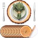 TaoBary 100 Pcs Disposable Wooden Slice Woven Paper Placemats Rustic Charger Round Place Mat Bulk Table Paper Placemat for Farmhouse Birthday Wedding Dinner Baby Shower Party Supplies (Wooden Slice), Large