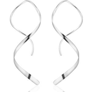 Handmade Spiral Threader Earrings Sterling Silver Hypoallergenic Twisted Pull Through Drop Dangle Earrings for Women - Silver & Gold