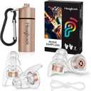 Hearprotek Concert Ear Plugs, 2Pairs Reusable high Fidelity Musician Ear Plugs for Concerts Loud Music-Noise Reduction Ear Protection earplugs for Rave,Festival,Music,Tinnitus Relief (Gold)