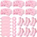 30 Pieces Galentine Spa Sleepover Party Supplies 6 Pink Bow Headband 6 Plush Sleep Eye Mask 6 Velvet Scrunchies 6 Pair Fuzzy Sock for Spa Slumber Party Favors Valentine Gift