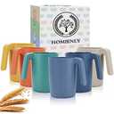 Homienly Wheat Straw Coffee Mugs, Alternative to Plastic Coffee Cups, Set of 6, Unbreakable Camping Coffee Mugs, 16 OZ Cups for Tea, Coffee, Milk, Dishwasher and Microwave Safe Kids Mug, Multi