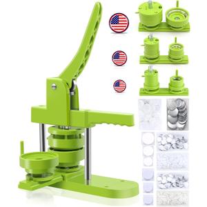 Happizza Button Maker Machine Multiple Sizes, Pin Maker Machine 1+1.25+2.25 inch, Interchangeable Button-Models Badge Button Press Machine with 300 Sets 25+32+58mm Button Maker Supplies&Circle Cutter