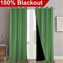 NICETOWN 100% Blackout Blinds, Set of 2, 46" x 102", Forest Green, Laundry Room Decor Window Treatment Curtains for Large Patio Sliding Door, Thermal Insulated Curtains for Bedroom