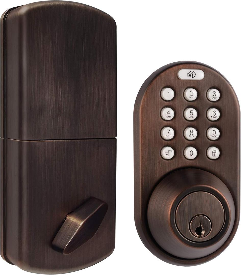 MiLocks DF-02OB Electronic Keyless Entry Touchpad Deadbolt Door Lock, Oil Rubbed Bronze