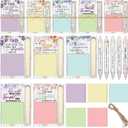 50 Set Christian Bulk Gifts for Women Wooden Sticky Note Holder Set with 50 Bible Verse Ballpoint Pens 50 Sticky Notepads 20m Ropes Floral Religious Bible Scripture Gifts for Mother's Day