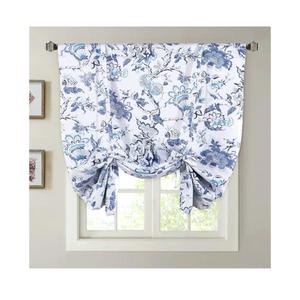 H.VERSAILTEX Thermal Insulated Blackout Curtain Adjustable Kitchen Tie Up Curtains Rod Pocket Panel for Small Window-42 Wide by 63" Long-Vintage Floral in Blue and White
