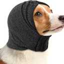 NACOCO Dog Calming Hoodie Adjustable - Anti-Slip Hematomas Noise No Shake Head Wrap Ear Covers Muffs for Dogs Anxiety Relief Noise Canceling Protection Fireworks Grooming Medium (Grey,M)