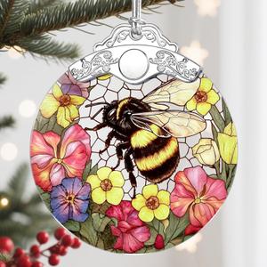 2 x Christmas Ornament, Christmas Decoration, Stained Glass Ornament, Heirloom Keepsakes, Holiday Ornaments, Holiday Presents, Unique Xmas Gifts, Gift Exchange Ornaments, Gift Idea - Bee