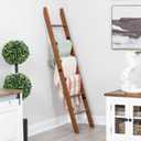 Blanket Ladder for Living Room and Bedroom, 5ft 8 inch, 6-Tier Wall Leaning Laminate Snag Free Construction (Brown) Rustic Decorative Farmhouse Blanket Storage, Quilt Rack, Ladder Shelf, Easy Assembly