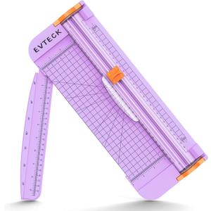 Evteck Paper Cutter 12 Inch Paper Trimmer Slider Crafting Scrapbooking Supplies for A4 Vinyl Photo Cardstock with Security Blade and Foldable Ruler, Purple
