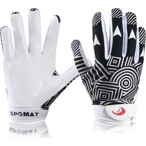 SPOMAT Youth Football Gloves Kids Silicone Grip Receiver Gloves with Super Stick Ability for Best Game Experience, Rocket Black XS/ S