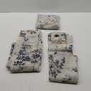 H.VERSAILTEX Sheer Linen Curtains 63 Inch Long Semi Sheer Curtains Draperies for Living Room/Bedroom Vintage Classical Floral Printing Window Treatment Grommet 2 Panels, Bluestone and Taupe