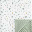 david's kids Micro Fleece Minky Baby Blanket for Boys Girls with Double Layer and Soothing Raised Dots, Breathable and Soft Lightweight Receiving Blanket for Newborns, 30x40 Inches, Leaf & Floral