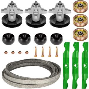 50 in Mower Spindles Deck Rebuild Kit Fit for Cub Cadet RZT 50'' Zero Turn, for Troy Bilt RZT50, Spindles 618-04125 918-04125, Blade 742-04053A, 134'' Belt 754-04044, Deck Wheel 734-04155