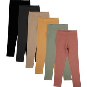 6 Pack Toddler Girl Solid Leggings Soft Comfortable Ankle Length Leggings Kids Stretchy High Waist Pants (5-6 Years, Multicolor)
