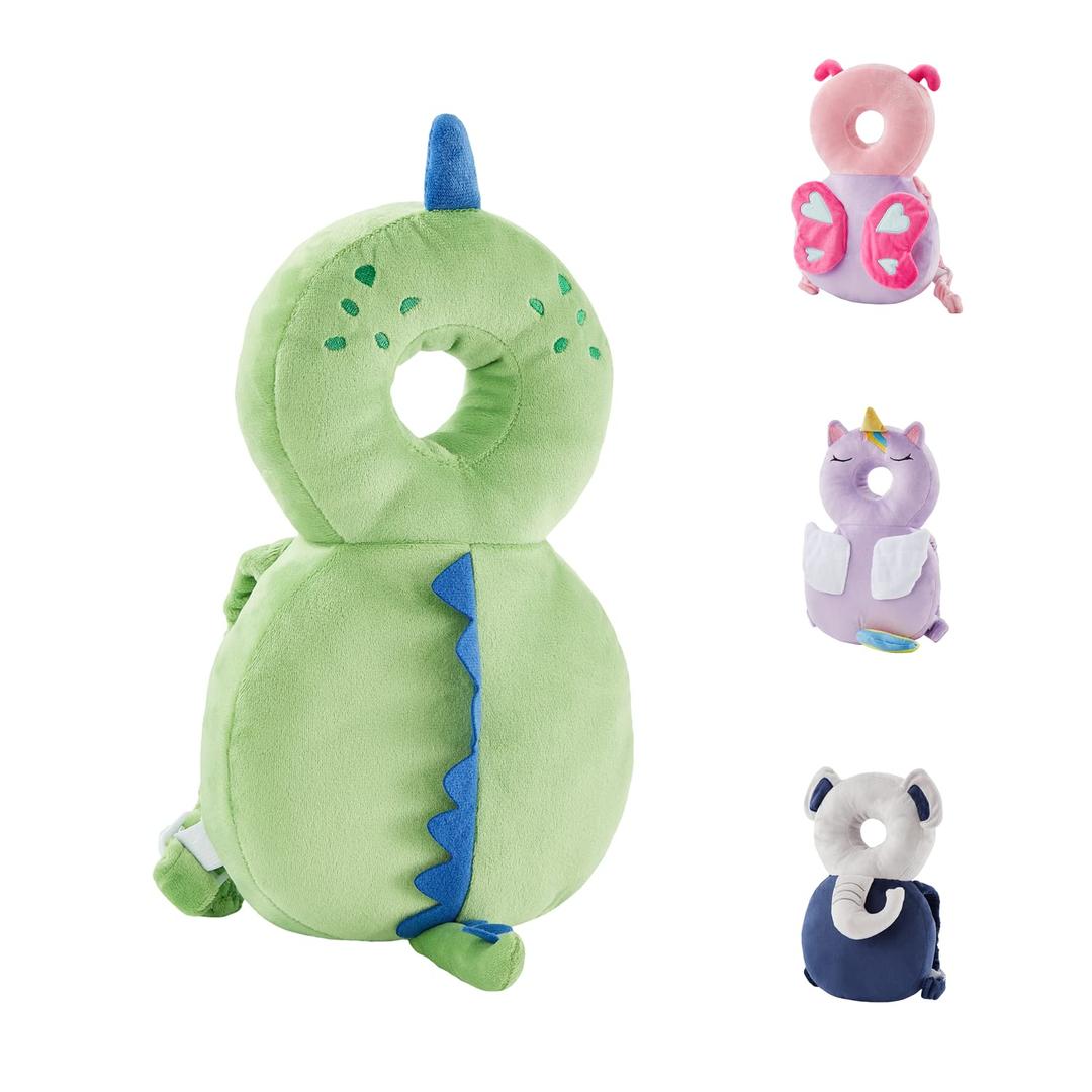 Baby Back Potection Toddler Safety Protector Cushion Pad Toddler Backpack for Crawling Walking Adjustable Toddlers Back Safety Pad for Boys and Girls(Green Dinosaur)