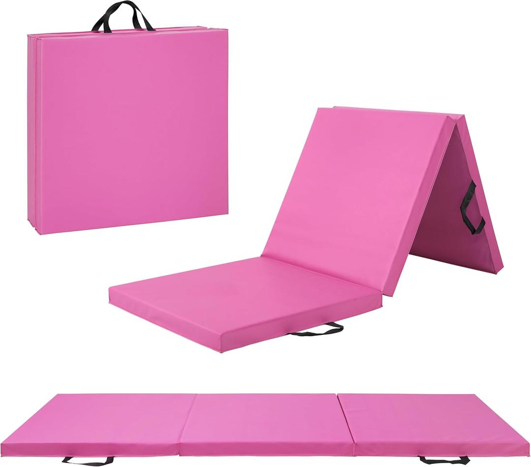 CAP Barbell All Purpose Folding Anti Tear Exercise Training Aerobic Fitness Gym & Gymnastics Balance Mat | Multiple colors (Pink)