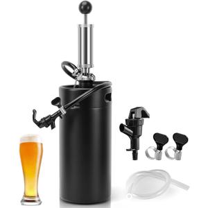 128oz Growler Tap System, 3.6L Mini Keg Pump Beer Tap Draft Beer Dispenser Pressurized Growler Beer Keg Party Pump Picnic Pump Hand Pump