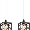 Farmhouse Pendant Light Fixture, Black Pendant Lights for Kitchen Island Industrial Lantern Pendant Light Fixtures with Light Shade, Adjustable Height Hanging Pendant Lighting