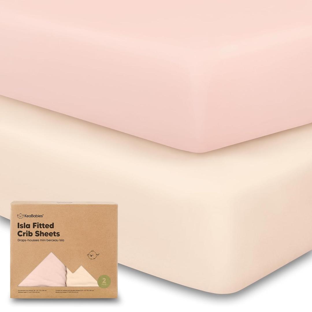 2-Pack Crib Sheets for Boys, Girls - Viscose Derived from Bamboo Fitted Crib Sheet, Baby Crib Sheets Neutral, Crib Mattress Sheet, Toddler Bed Sheets, Baby Sheets for Crib Fitted Sheets (Cameo)