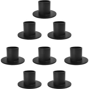 Gute Taper Candle Holder, Candle Holders for Pillar Candles, Matte Black Candlestick Holder Centerpieces for Home Decoration, Wedding Anniversary, Party, Housewarming Gifts,Set of 8,Round