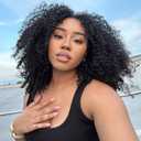 HUA V Part Curly Wig Human Hair Mixed Glueless Upgrade U Part Wigs Burmese Curly Wigs for Black Women 180% Density 14inch Vpart Human Hair Wig Mix Protein Silk Synthetic Boast A Human-Hair-Like Touch