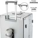 feilario Super Large Aluminum Frame Zipperless Checked Luggage Front Pocket, 30in