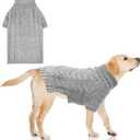 KOOLTAIL Dog Sweater for Large Medium Small Dogs, Fall Dog Sweaters, Turtleneck Cable Knitwear Pet Cold Weather Coats with Leash Hole, Warm Winter Pullover Clothes for Bulldog, Yorkie,Boy Girl,Grey, Size L