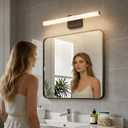 Bicrink 24 Inch LED Bathroom Vanity Light Fixtures, 5CCT Color Changeable Modern Wall Sconce with Iceberg Crackle Acrylic, Dimmable Matte Black Vanity Lighting for Mirror Cabinet, Makeup & Restroom