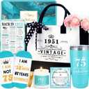 75th Birthday Gifts for Women Unique Gift for 75 Year Old Woman Cool 75 Year Old Birthday Gifts for Women 1951 Accessories for Woman Happy 75th Decorations Gift Ideas for Mom with Tumbler Tote Bag