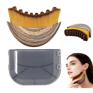 Lymphatic Contour Face Brush, Manual Lymphatic Drainage Massager, Natural Makeup Brushes with Durable Soft Bristles, Hypoallergenic Ergonomic Facial Cleansing Brush for Sculpting