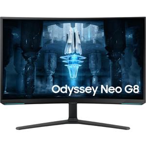 Samsung 32" Odyssey Neo G8 (G85NB) 4K UHD 240Hz 1ms G-Sync 1000R Curved Gaming Monitor, Quantum HDR2000, AMD FreeSync Premium Pro, Matte Display, DisplayPort, Black & White, LS32BG852NNXGO