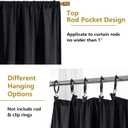 OWENIE Colin 2 Panels Black Curtains 63 Inch Length for Bedroom Living Room, Semi Sheer Light Filtering Linen Textured Window Treatments, Modern Rod Pocket Dining Room, 2 Panels, 42x63 Inch