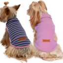 2 Pack Dog Sweater Clothes Soft Velvet Fabric Coat Dog Sweatshirt Sweaters for Small Medium Large Dogs Pullover Turtleneck Pet Puppy Clothes Cold Weather Warm Puppy Sweater S (Back: 11.02",Chest: 14.17", 3-8 lbs), Navy Stripe+Purple)