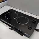 2 Burner Electric Cooktop - 12 Inch Plug in Portable 110V Electric Cook Top Two Burner, Built-in & Countertop Ceramic Stove Top with Knob Control, 9 Power Levels and Overheat Protection