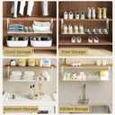 Expandable Shoe Rack Organizer for Cabinet, Adjustable Hanging Under Shelf Storage, Sturdy Round Tube Design, Space Saving Shoe Shelf for Closet, Entryway, Laundry Room, White