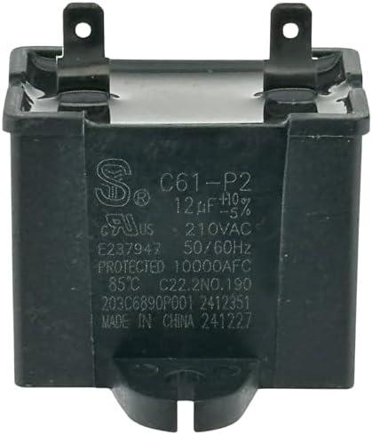 Refrigerator Run Capacitor C61-P2 12uF 210VAC, Replaces WR55X24064, WPW10662129
