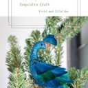 2 Pack Peacock Christmas Tree Ornaments - Long Tail Feather Peacock Christmas Decorations Glitter Clip On Xmas Tree Decor (Blue)