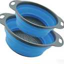Collapsible Colander Set of 2, Folding Kitchen Strainers with Handles, SpaceSaving OvertheSink Drainers for Pasta, Veggies & Fruit, BPAFree, Dishwasher Safe, RV & Camping (Blue)