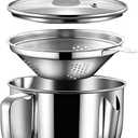 Hapivida Bacon Grease Container with Strainer, 35oz/1L Stainless Steel Oil Separator Saver with Fine Mesh Strainer Oil Filter Pot with Lid Fat Storage