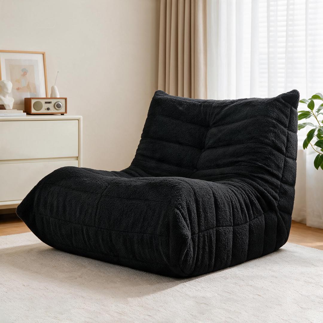 Bean Bag Chairs for Adults,Large Togo Chair,Comfy Bean Bag Couch
Giant Plush Floor Sofa Chair with Non-slip Bottom,Bean Bag Lounger,Fireside Chair for Bedroom,Living Room-Black