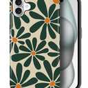 CARLOCA Case for iPhone 16,Green Retro Abstract Floral Design Hybrid Dual Protection Soft TPU Hard PC Shockproof Anti-Scratch Cover Men Women Stylish Protective Phone Case