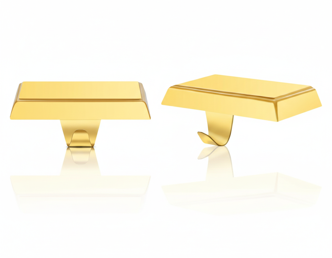 OCTERIC Christmas 2 Pcs Gold Stocking Holders Mantel Hook Hangers Fireplace Hooks Hanger Grip Bases for Christmas Party Decorations Xmas Décor