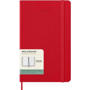 Moleskine Classic 12 Month 2026 Weekly Planner, Hard Cover, Large (5" x 8.25"), Scarlet Red, 144 pages