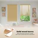 2" Slats Wood Blinds for Indoor Windows: Solid Wooden Blackout Blinds & Shades,Black Out Privacy Horizontal Blinds for Home Bedroom Bathroom Living Room Windows and Doors 44.5" WX64 H Beige