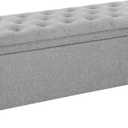 SONGMICS Storage Ottoman, Storage Bench, Tufted Entryway Bedroom Bench, 17.7 x 46.5 x 17.7 Inches, Hinges Easy Lid Operation, Wooden Legs, Linen-Look Cover, Loads 330 lb, Light Gray ULOM070G02